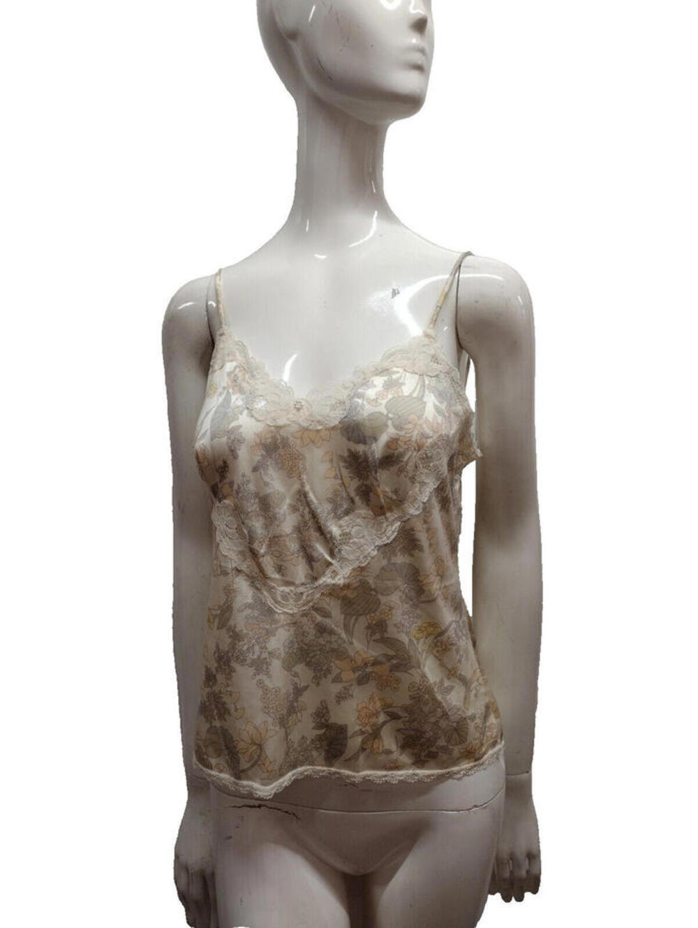Vintage Lace 80s CAMISOLE top Size S BEAUTIFUL PASTEL FLORAL ROYALE BY WARNER'S